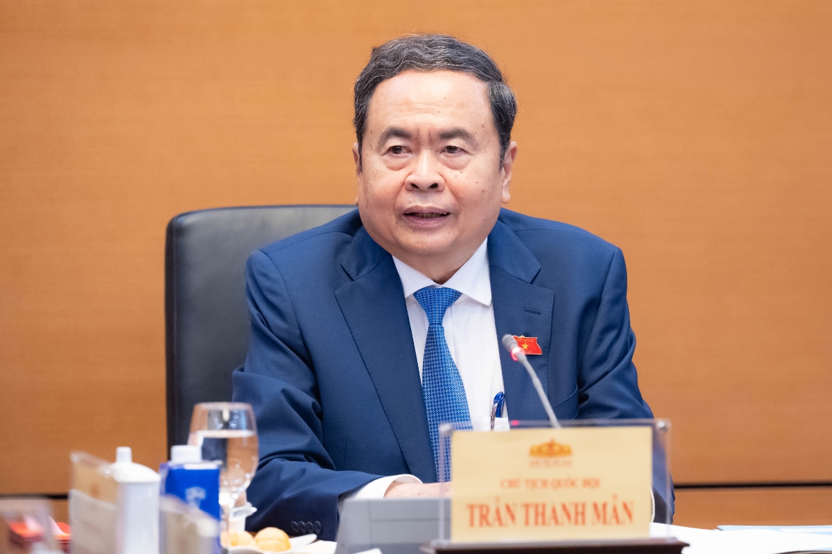 Chủ tịch Quốc hội Trần Thanh Mẫn phát biểu tại cuộc họp giao ban Lãnh đạo Quốc hội. Ảnh: Quốc hội.