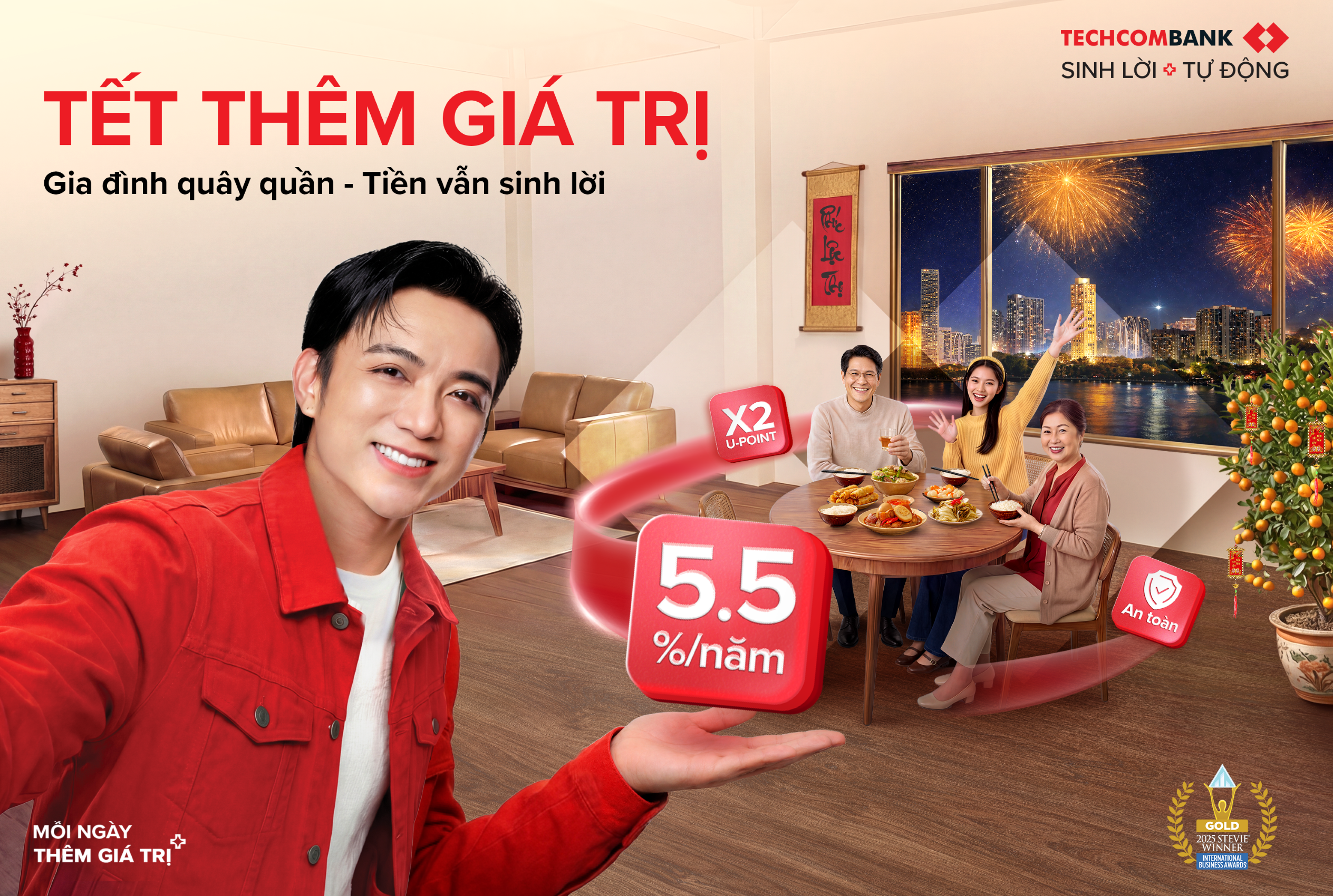 Tiền không thể ngủ yên dịp Tết - Techcombank “Sinh lời tự động” giúp tối ưu tới 5,5%/năm