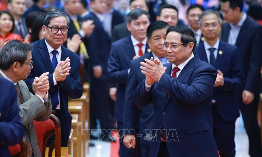 Thủ tướng Phạm Minh Chính thăm, làm việc với Viện Hàn lâm Khoa học xã hội Việt Nam. Ảnh: TTXVN