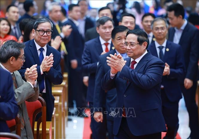 Thủ tướng Phạm Minh Chính thăm, làm việc với Viện Hàn lâm Khoa học xã hội Việt Nam. Ảnh: TTXVN