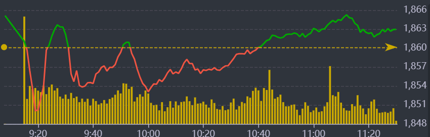 Diễn biến chỉ số VN-Index sáng nay.