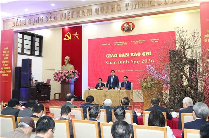 Hội nghị giao ban báo chí đầu Xuân Bính Ngọ 2026, đánh giá công tác báo chí dịp Tết và định hướng nhiệm vụ tuyên truyền trong giai đoạn phát triển mới của đất nước. Ảnh: TTXVN