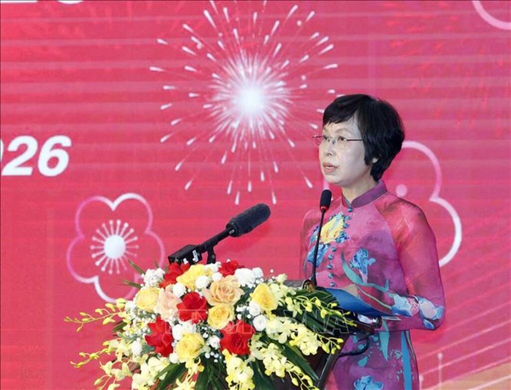 Tổng Giám đốc Vũ Việt Trang báo cáo kết quả thực hiện nhiệm vụ của TTXVN. Ảnh: TTXVN