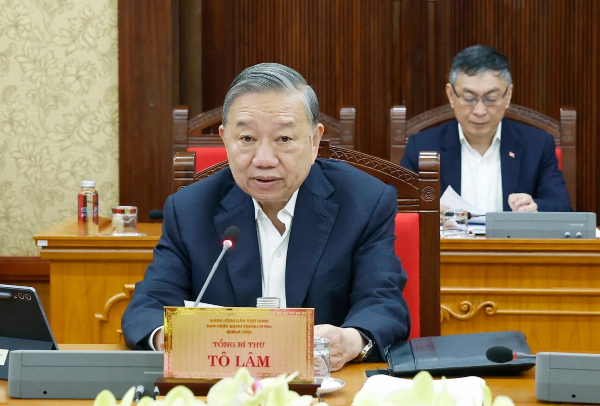Tổng Bí thư Tô Lâm chủ trì cuộc họp Ban Bí thư cho ý kiến về báo cáo một số tình hình nổi bật triển khai thực hiện Chỉ thị 55 của Ban Bí thư về việc tổ chức Tết Bính Ngọ 2026. Ảnh: TTXVN