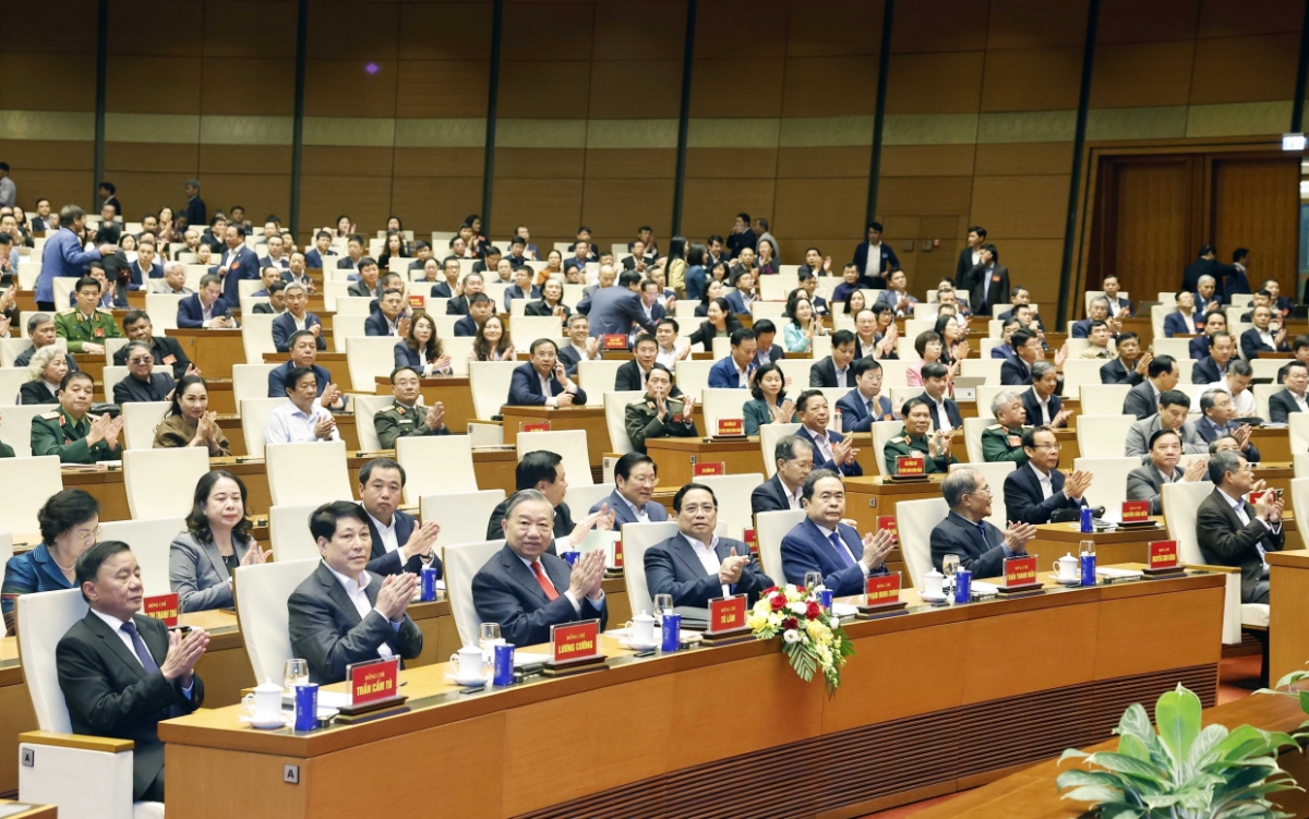 Hội nghị toàn quốc nghiên cứu, học tập, quán triệt và triển khai thực hiện Nghị quyết số 79 - NQ/TW về phát triển kinh tế Nhà nước và Nghị quyết số 80 - NQ/TW về phát triển văn hóa Việt Nam của Bộ Chính trị - Ảnh: TTXVN