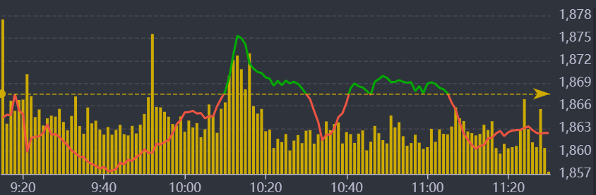 Diễn biến chỉ số VN-Index sáng nay.