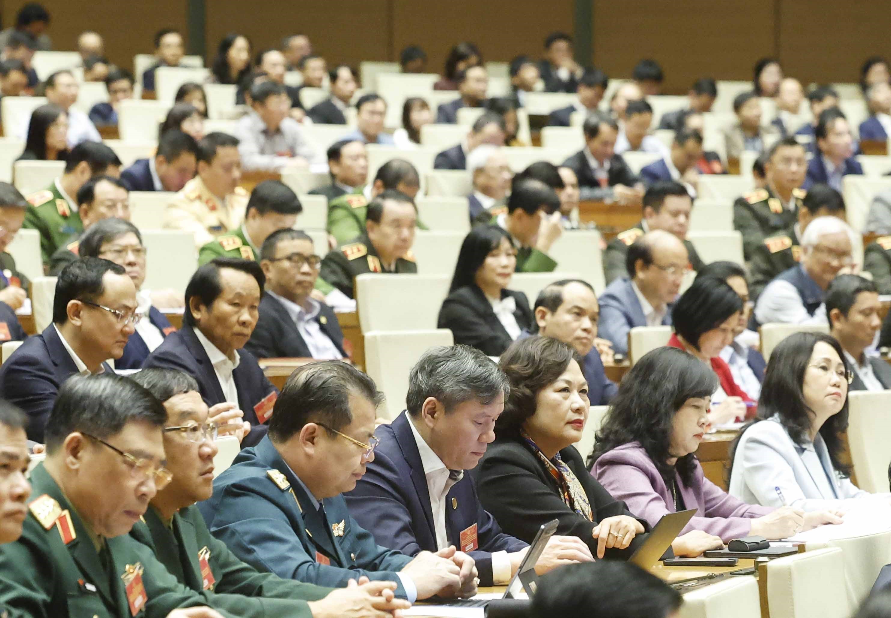 Các đại biểu tham dự hội nghị tại điểm cầu chính Hội trường Diên Hồng. Ảnh: TTXVN