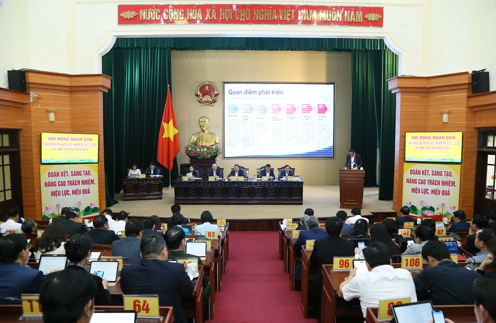 HĐND tỉnh Hưng Yên khóa XVII, nhiệm kỳ 2021 - 2026 tổ chức Kỳ họp thứ 37. (Ảnh: CTT tỉnh Hưng Yên)