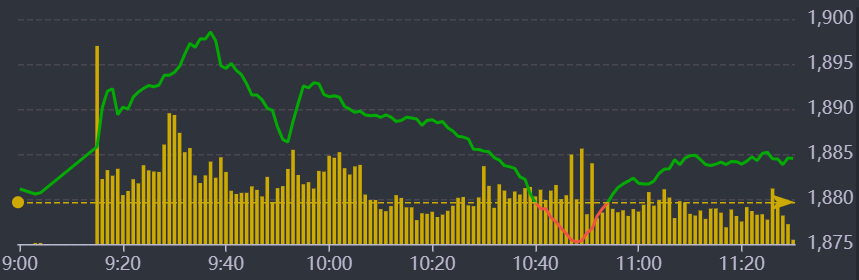 Diễn biến VN-Index sáng nay.