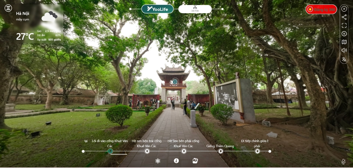 Du khách có thể tự mình “du hành thời gian” tại Văn Miếu – Quốc Tử Giám bằng công nghệ thực tế ảo VR360 kết hợp cùng mô hình 3D. 
