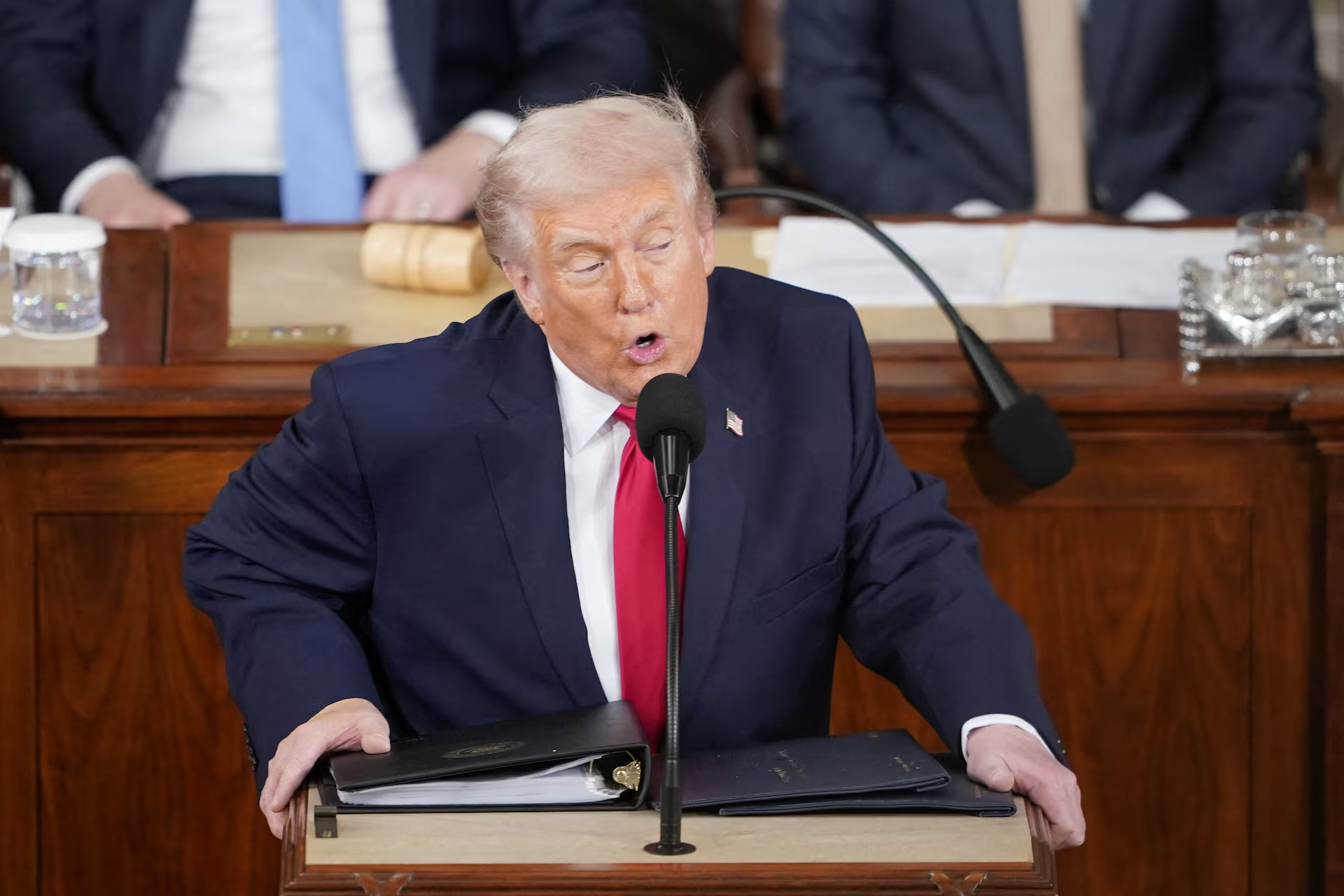 Tổng thống Mỹ Donald Trump trong bài phát biểu Thông điệp Liên bang trước Quốc hội Mỹ ngày 24/2/2026- Ảnh: Reuters.