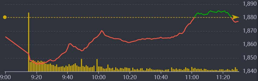 Diễn biến VN-Index sáng nay.