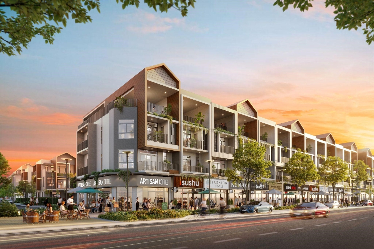 Artisan Park được phát triển theo mô hình phố thương mại ngoài trời, liền kề lối đi bộ, hình thành trải nghiệm 