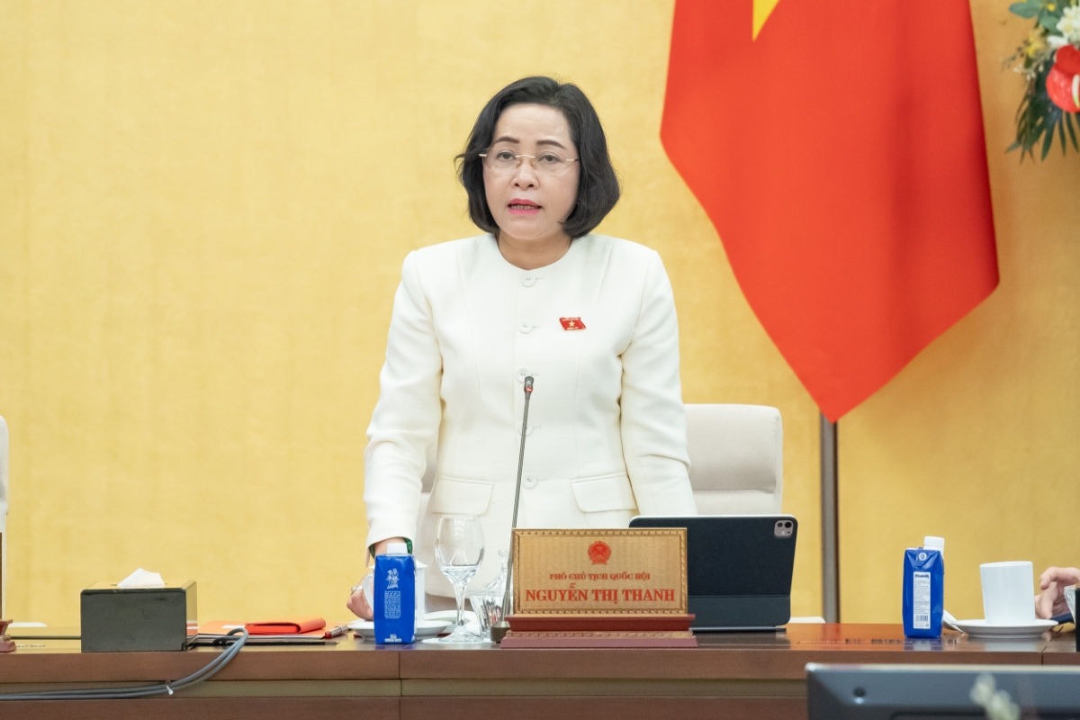 Phó Chủ tịch Quốc hội Nguyễn Thị Thanh phát biểu tại phiên họp. Ảnh: Quốc hội.