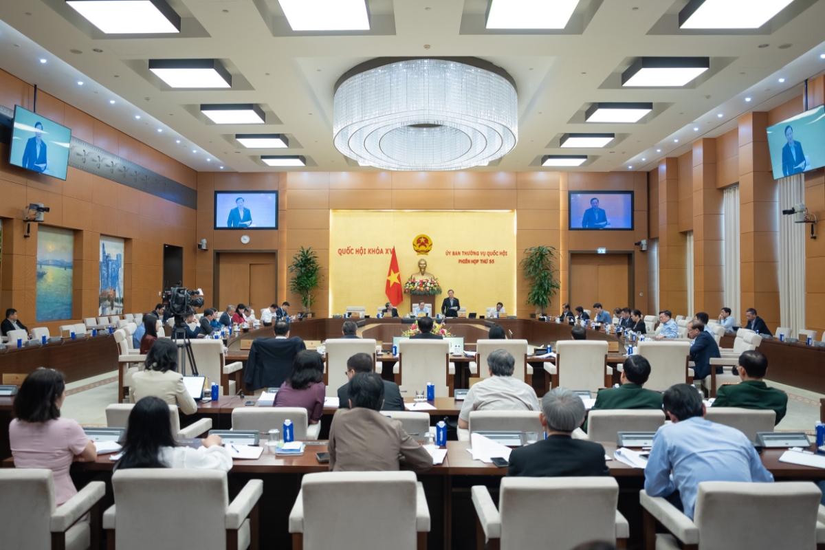 Quang cảnh Phiên họp thứ 55 của Ủy ban Thường vụ Quốc hội. Ảnh: Quốc hội.