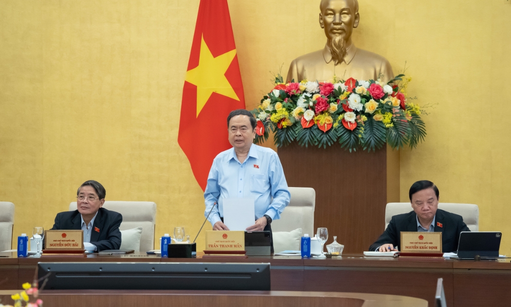 Chủ tịch Quốc hội Trần Thanh Mẫn phát biểu tại phiên họp. Ảnh: Quốc hội.