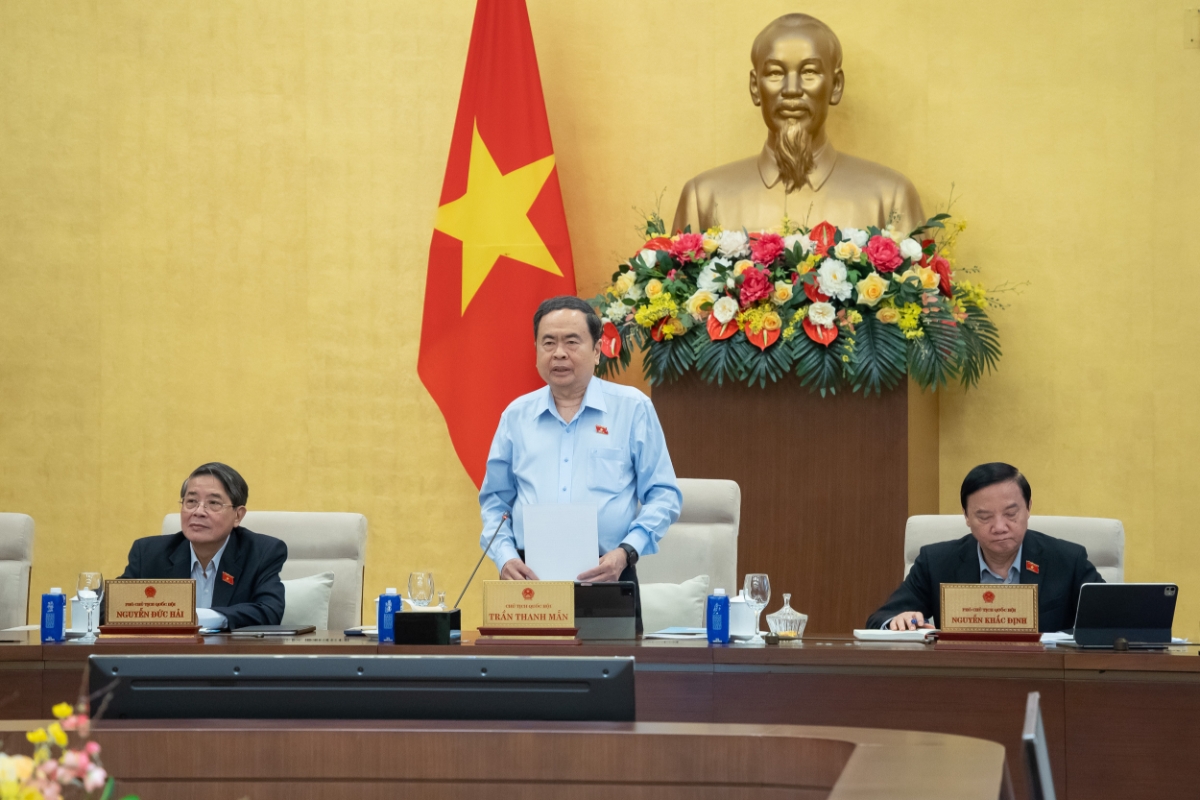 Chủ tịch Quốc hội Trần Thanh Mẫn phát biểu tại phiên họp. Ảnh: Quốc hội.