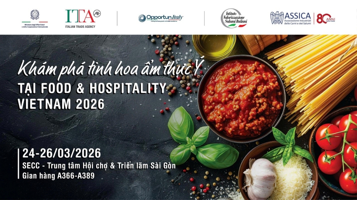 “Italian Taste” - hành trình vị giác đầy tinh tế tại Food & Hospitality Vietnam 2026. Nguồn: ITA.