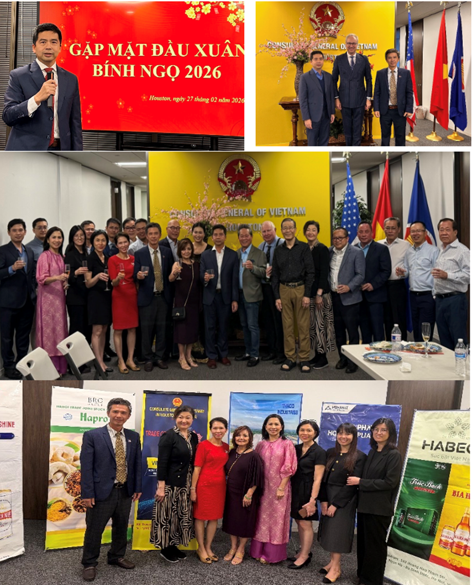 Tổng Lãnh sự quán và Chi nhánh thương vụ Việt Nam tại Houston làm việc với Phòng Thương mại Á Châu vào tháng 2/2026. Ảnh: Nguyệt Hà.