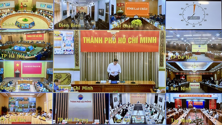 Các địa phương tham dự trực tuyến Phiên họp Chính phủ thường kỳ tháng 2/2026 - Ảnh: VGP