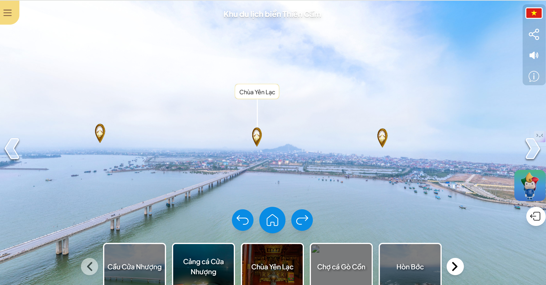 Giao diện nền tảng Du lịch tương tác thông minh 3D/360 Hà Tĩnh.