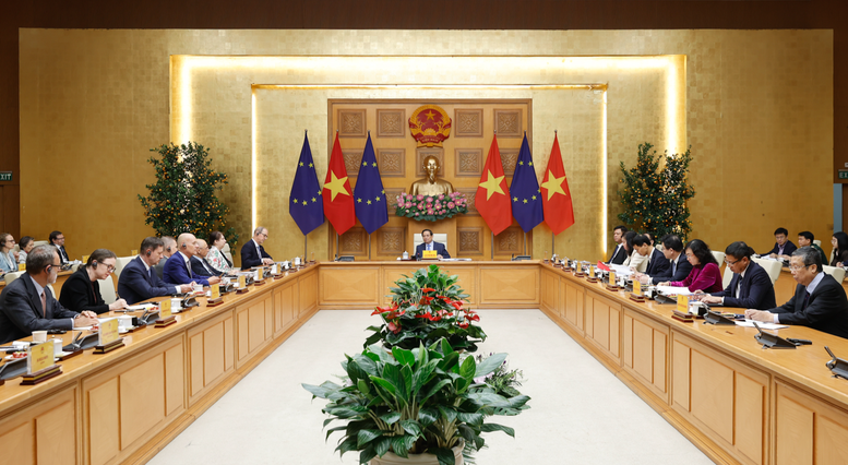 Cuộc gặp diễn ra trong bối cảnh Việt Nam vừa tổ chức thành công Đại hội đại biểu toàn quốc lần thứ XIV của Đảng và Việt Nam – EU chính thức nâng cấp quan hệ lên Đối tác chiến lược toàn diện - Ảnh: VGP