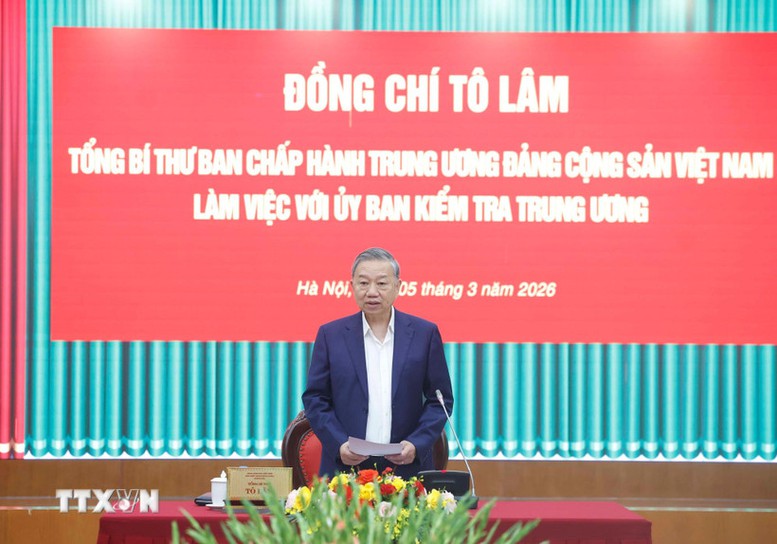 Tổng Bí thư Tô Lâm làm việc với Ủy ban Kiểm tra Trung ương - Ảnh: TTXVN