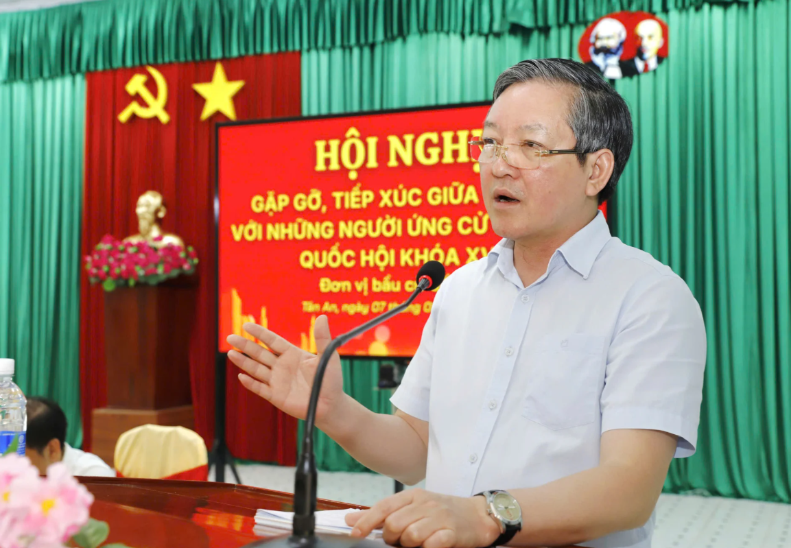 Ông Lương Quốc Đoàn: "An Giang trở thành tỉnh có diện tích đất nông nghiệp lớn nhất cả nước". Ảnh Hưng Phạm.