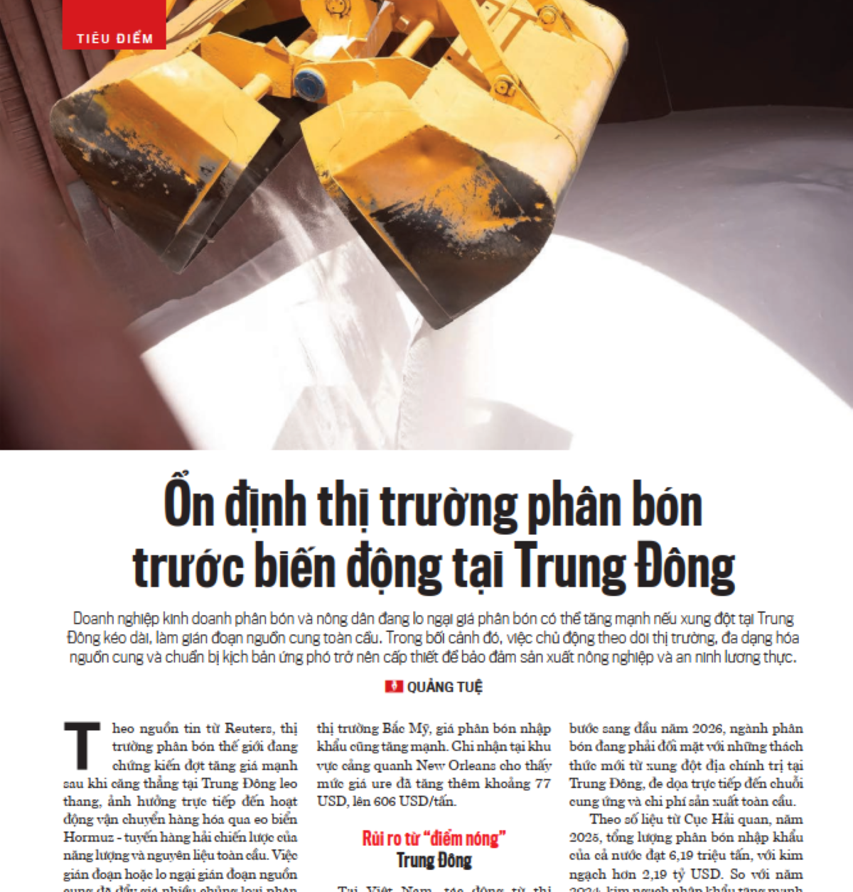 Ổn định thị trường phân bón trước biến động tại Trung Đông - Ảnh 1