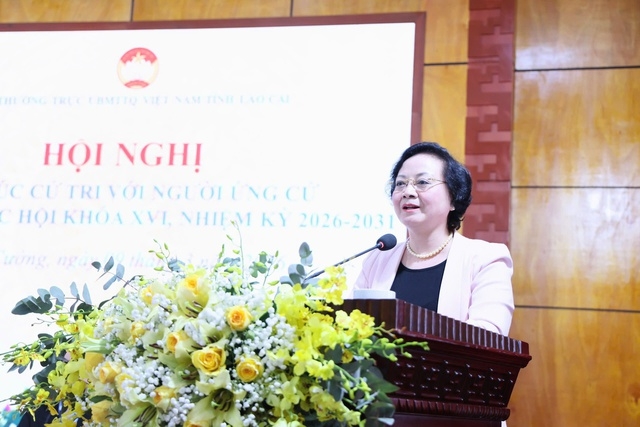 Phó Thủ tướng Phạm Thị Thanh Trà thông tin tới cử tri về lộ trình cải cách tiền lương. Ảnh: VGP.