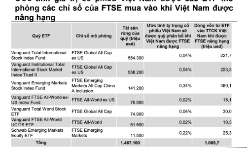 Loạt quỹ ETF Vanguard sẽ mua vào 1 tỷ USD sau nâng hạng tháng 9, những cổ phiếu nào tiềm năng? 