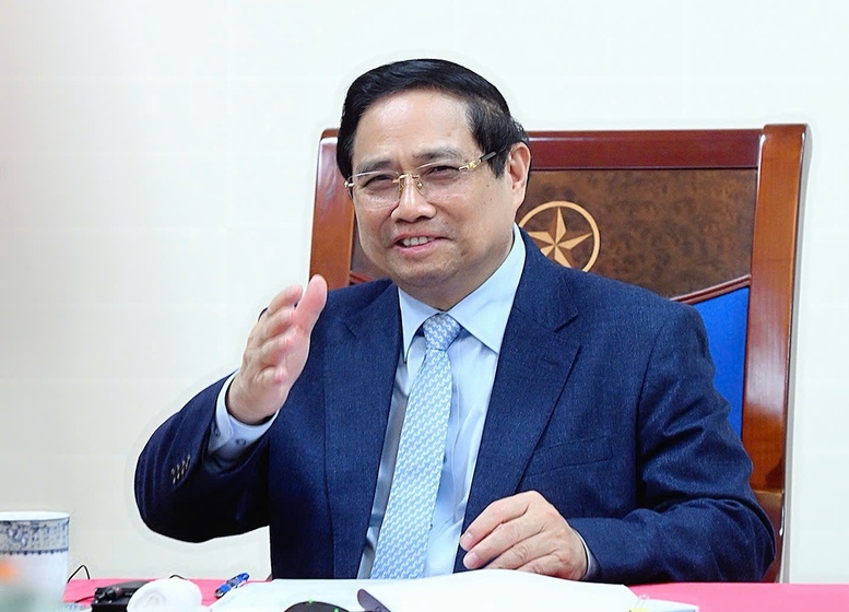 Thủ tướng Chính phủ Phạm Minh Chính điện đàm với Tổng thống Các Tiểu vương quốc Arab thống nhất (UAE) Sheikh Mohammed bin Zayed Al-Nahyan - Ảnh: VGP