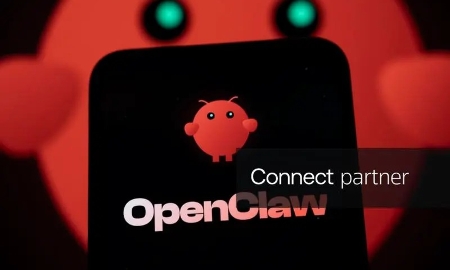 Logo “tôm hùm đỏ” của trợ lý AI OpenClaw - công cụ đang thu hút sự chú ý trong cộng đồng công nghệ toàn cầu. Ảnh: Samuel Boivin/NurPhoto.