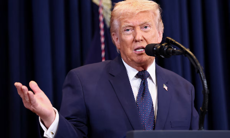 Tổng thống Mỹ Donald Trump trong cuộc họp báo ở Miami, Florida ngày 9/3/2026 - Ảnh: Reuters.