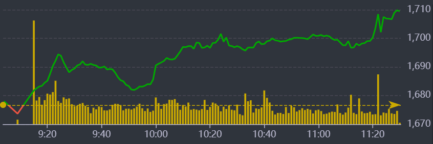 Diễn biến VN-Index sáng nay.