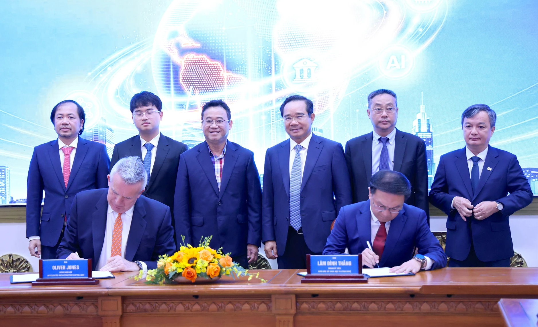 Lễ ký kết Biên bản ghi nhớ hợp tác giữa Sở Khoa học và Công nghệ TP. Hồ Chí Minh và Công ty Accelerated Infrastructure Capital (AIC), sáng 11/3.