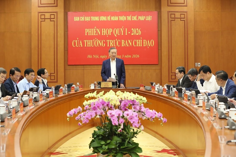 Phiên họp quý I/2026 của Thường trực Ban Chỉ đạo Trung ương về hoàn thiện thể chế, pháp luật - Ảnh: VGP