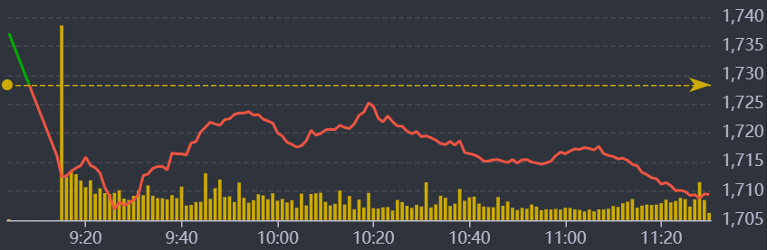 Diễn biến VN-Index sáng nay.