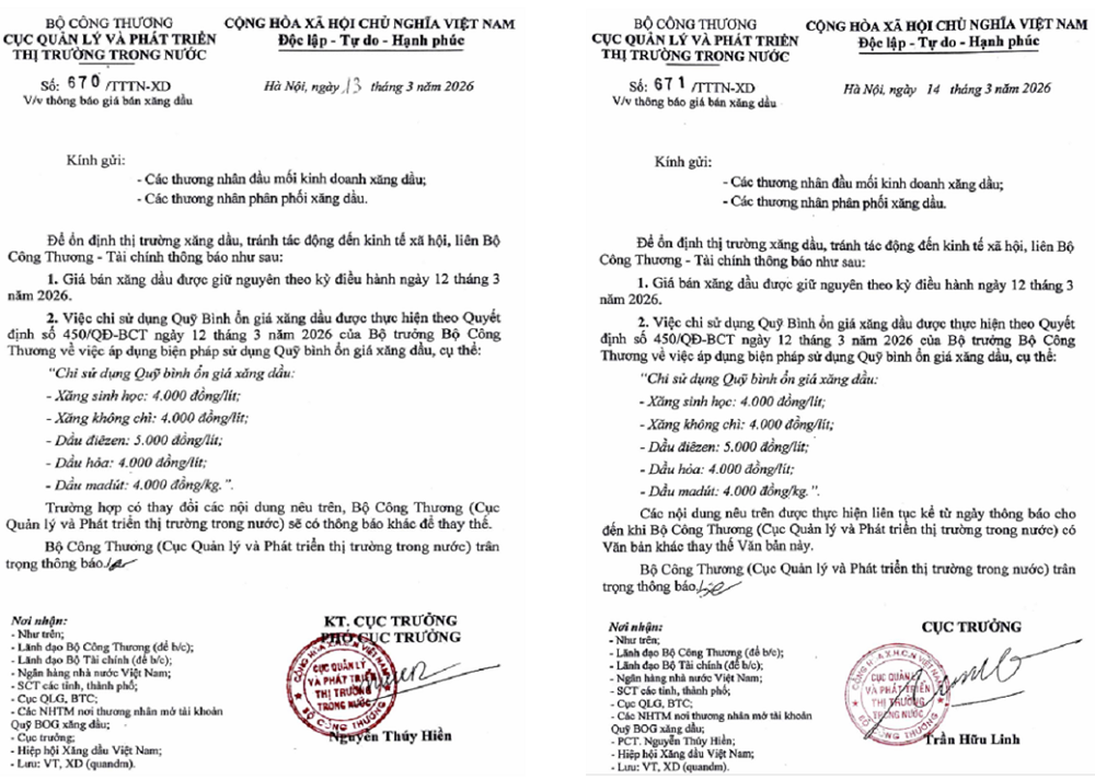 Trong vòng chưa đầy 24 giờ đã liên tiếp có hai công văn về việc điều hành giá xăng dầu.
