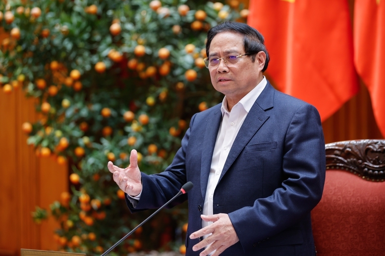 Thủ tướng Phạm Minh Chính chủ trì cuộc làm việc của Thường trực Chính phủ với lãnh đạo thành phố Hà Nội, tiếp tục cho ý kiến, góp ý về Quy hoạch tổng thể Thủ đô Hà Nội tầm nhìn 100 năm - Ảnh: VGP