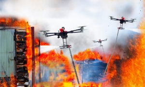 UAV chỉ huy có thể chỉ huy phi đội nhiều UAV chữa cháy có mặt tại hiện trường theo một kịch bản chữa cháy và cứu nạn tối ưu đã được dạy cho AI phòng cháy chữa cháy