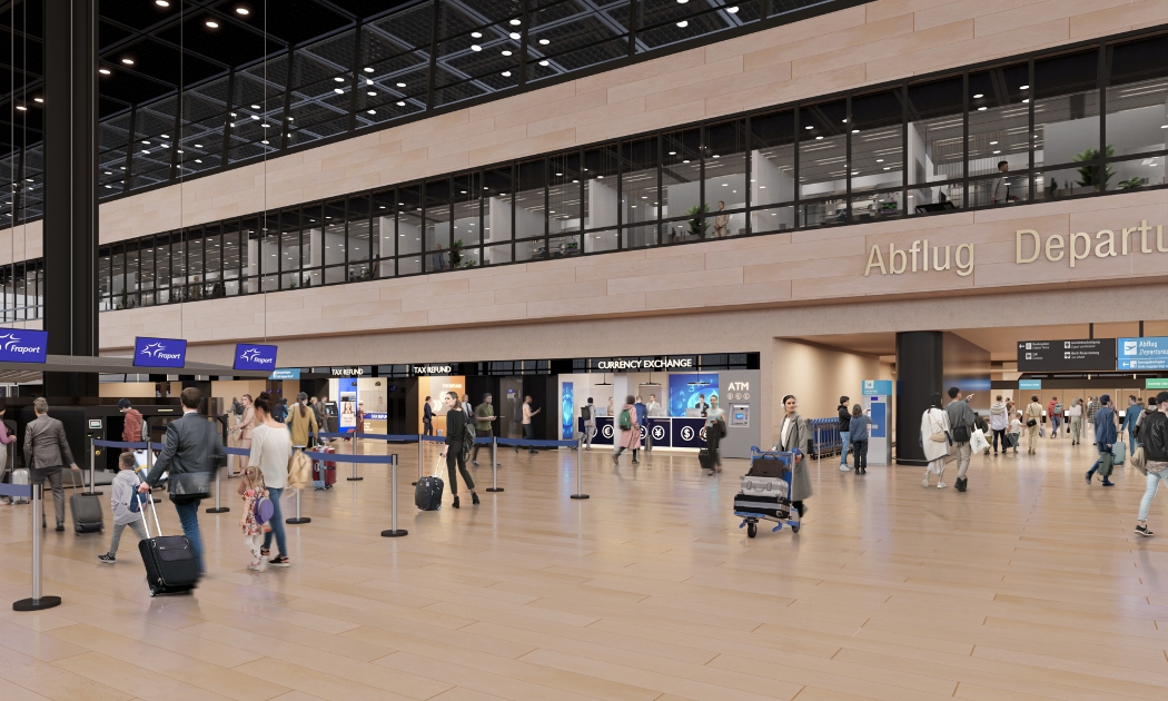 Khu vực làm thủ tục tại sân bay Frankfurt (Đức).
