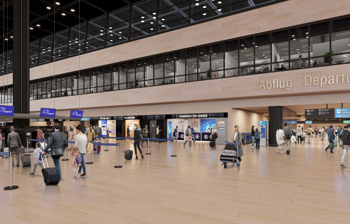 Khu vực làm thủ tục tại sân bay Frankfurt (Đức). 