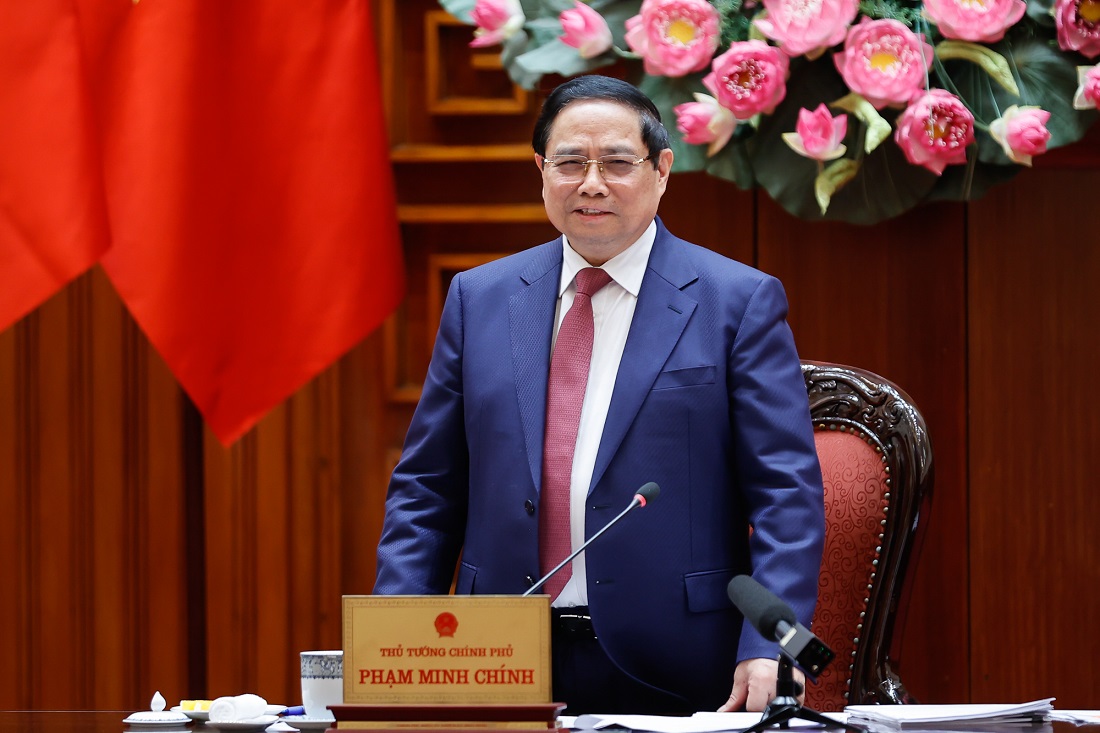 Thủ tướng Phạm Minh Chính nhấn mạnh phương châm “nắm chắc tình hình, phản ứng linh hoạt, hành động kịp thời, hiệu quả rõ nét” bảo đảm an ninh năng lượng, xăng dầu. Ảnh: VGP.