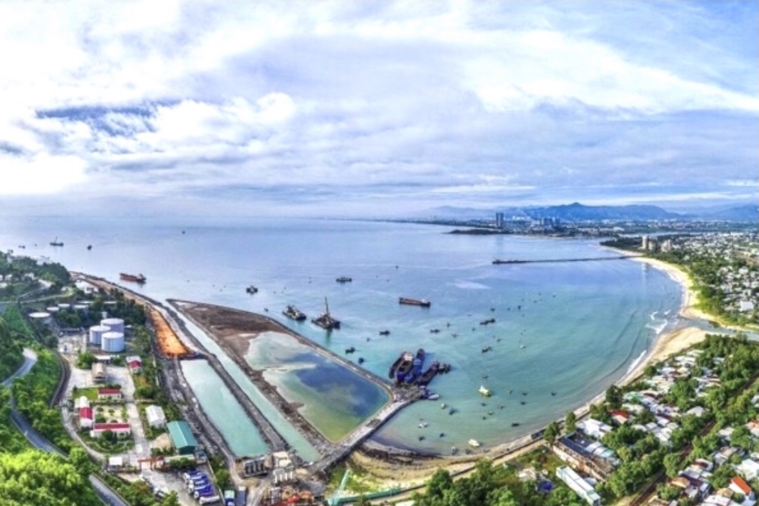 Toàn cảnh cảng Liên Chiểu thời điểm đang thi công phần cơ sử hạ tầng dùng chung.