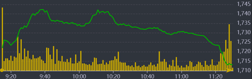 Diễn biến VN-Index sáng nay.