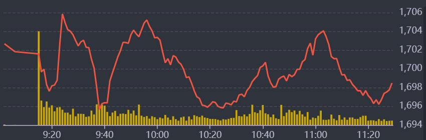 Diễn biến VN-Index sáng nay.