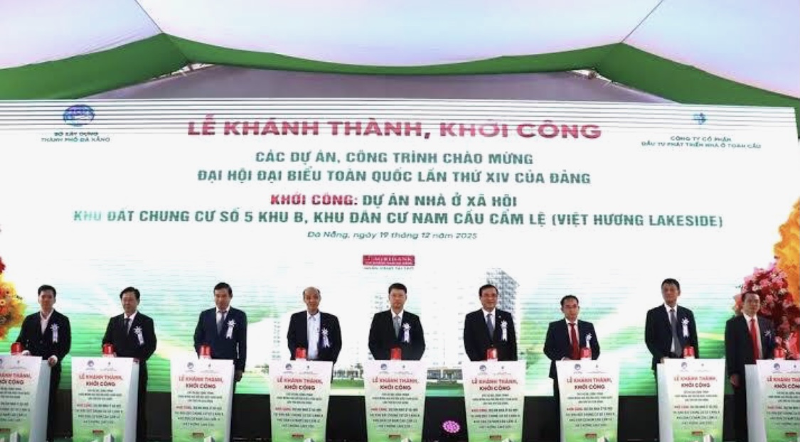 Nghi thức khởi công Dự án nhà ở xã hội Nam cầu Cẩm Lệ vào ngày 19/12/2025.