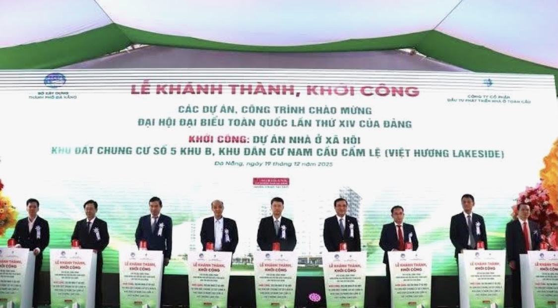 Nghi thức khởi công Dự án nhà ở xã hội Nam cầu Cẩm Lệ vào ngày 19/12/2025.