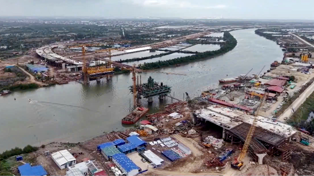 Hạng mục cầu Hải Thành thuộc dự án đường vành đai 2 Hải Phòng có tổng mức đầu tư hơn 7.000 tỷ đồng.